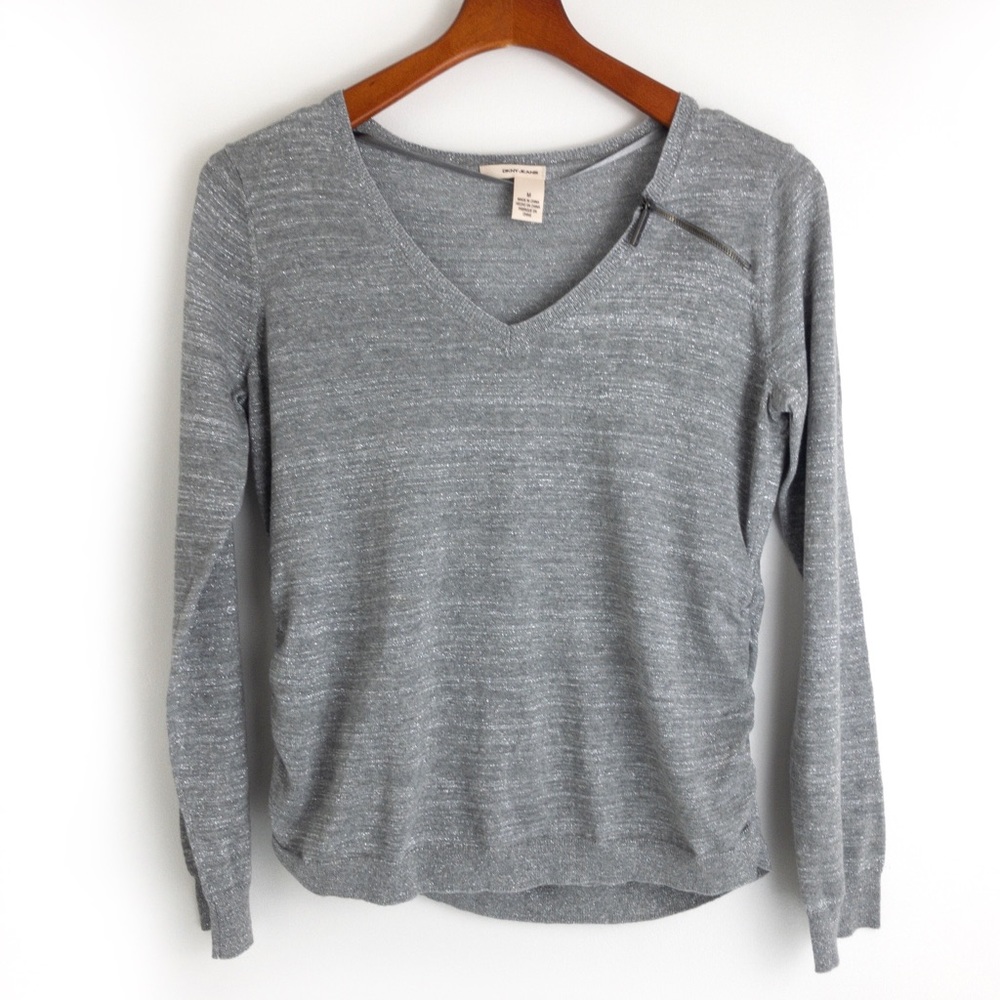 DKNY Jeans Gray Metallic Sweater
